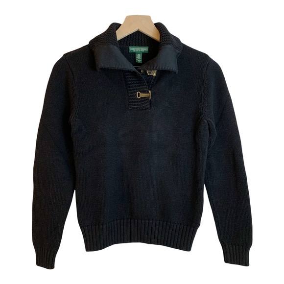 LAUREN JEANS CO Black Sweater Brass Look closure